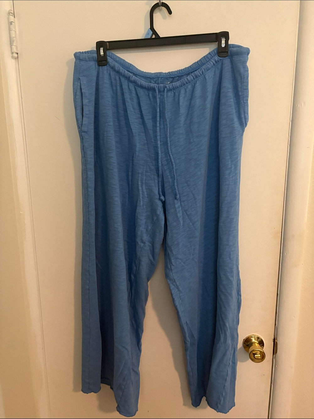 Aerie Blue Wide-Leg Lounge Pants with Drawstring - Picture 3 of 5
